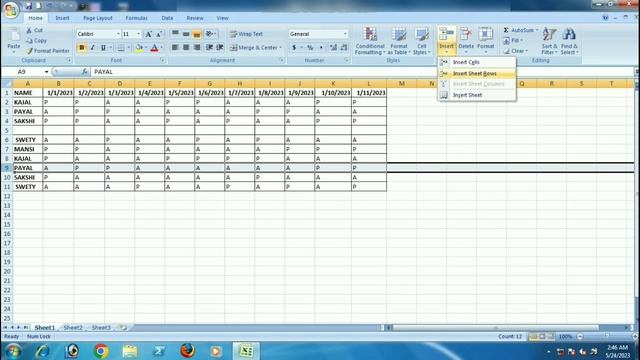 #3 how to insert row and column in excel by vista coding смотреть онлайн