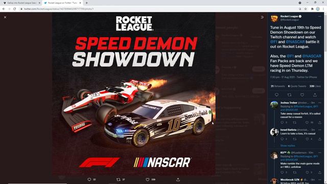 F1 And NASCAR DLC Return To Rocket League! New SPEED DEMON EVENT смотреть онлайн