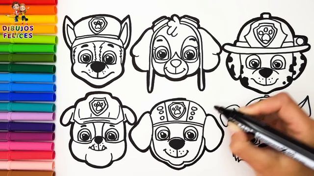 Dibuja Y Colorea A Las Personajes De La Patrulla Canina 🐾🐶👮🎀🚒👷♻️🌊🌈 Dibujos Para Niños