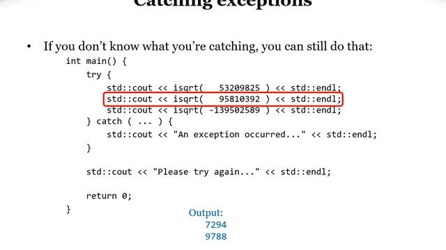 4.07 Throwing and catching exceptions смотреть онлайн