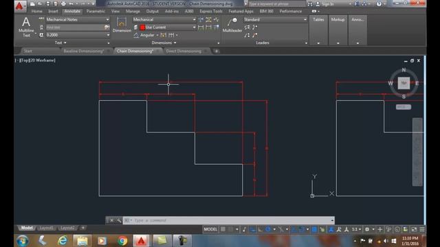 AutoCAD I 17-11 Baseline Chain and Direct Dimensioning смотреть онлайн