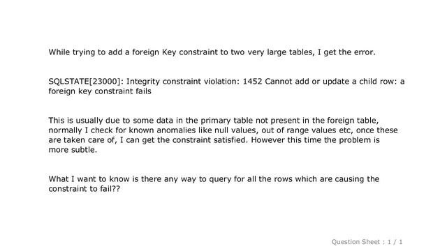 MySQL : Find which rows where foreign key constraint fail смотреть онлайн