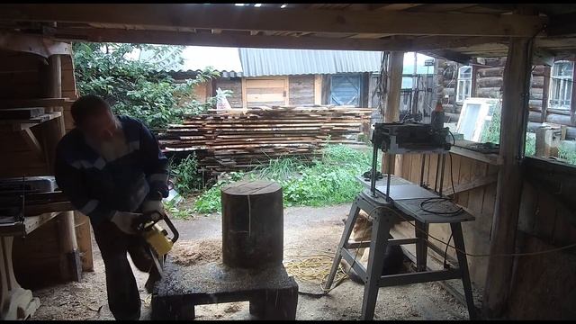 Делаю из липового пенька табурет новой электропилой ЧЕМПИОН 324N 18 смотреть онлайн