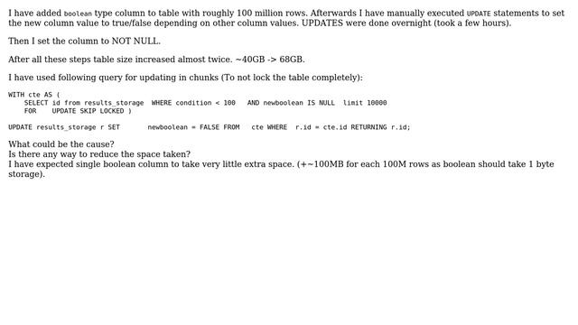 Databases: Postgresql table size growth after adding column смотреть онлайн