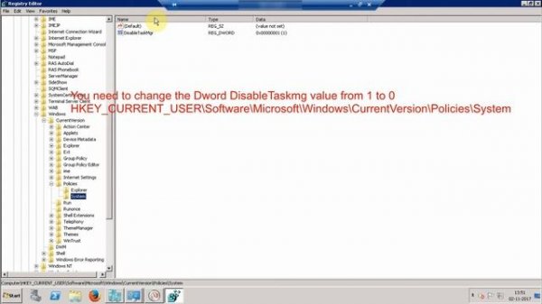 How to enable the disable Task manager in Window 2008 2003 XP