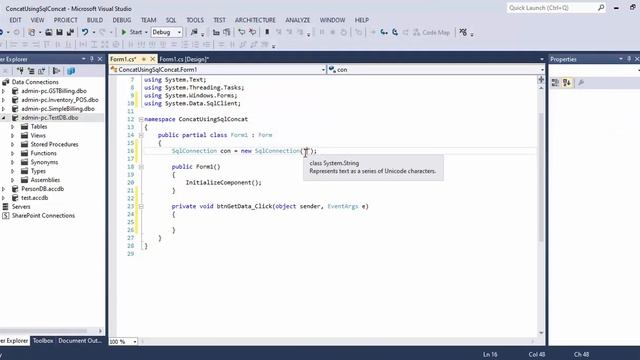Concatenate Two Database Columns into One Resultset Column C# смотреть онлайн