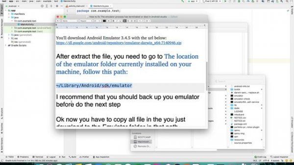 The Emulator process for AVD was killed Android Studio on MacOS