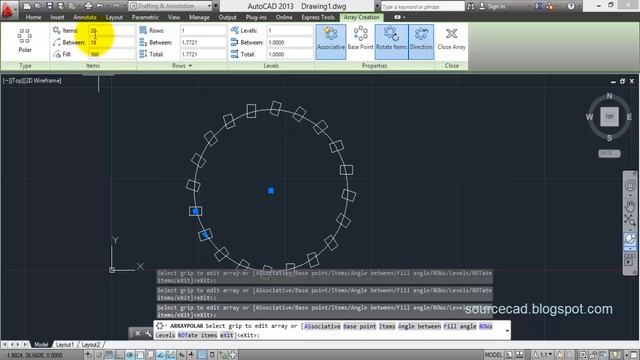 Polar array, Path array and Rectangular array commands of AutoCAD смотреть онлайн