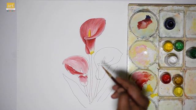How to Draw A Calla Lily Flower II Calla Lily Flower drawing easy II #artjanag смотреть онлайн