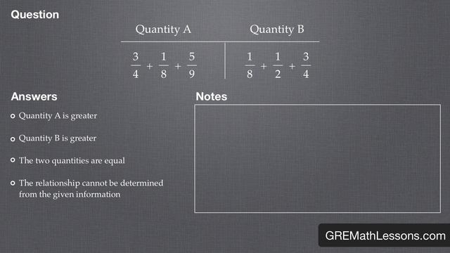 GRE Math Lesson #2: The Quantitative Comparison Trick