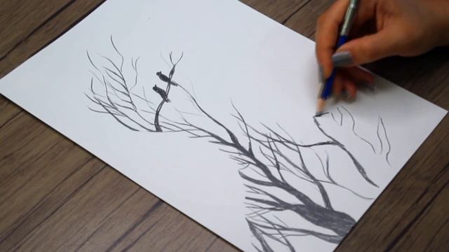 Meaningful Drawing of Leafless Trees on the Boy's Head | Creative Sketch смотреть онлайн