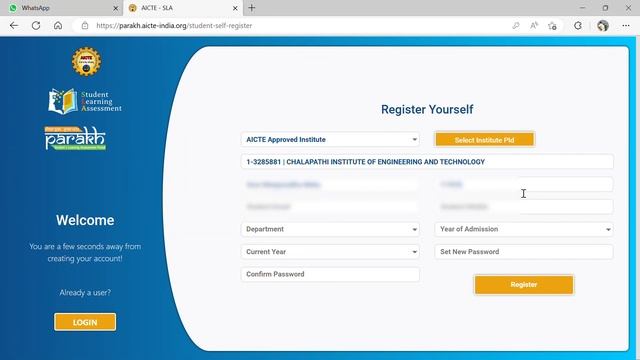 AICTE PARAKH REGISTRATION - STUDENTS смотреть онлайн