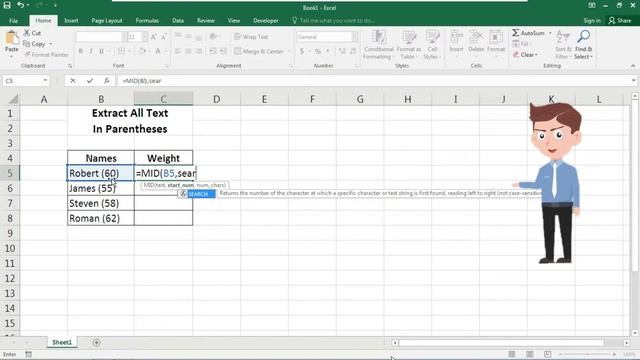 Microsoft Excel Easy Tutorial : Extract data from Parenthesis - Easy VBA Solution смотреть онлайн