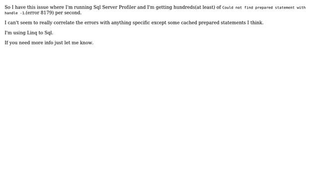 Could not find prepared statement with handle -1 SQL Server Profiler смотреть онлайн