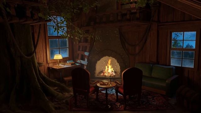 Cozy Winter Getaway with Rain Sounds & Fireplace - Treehouse смотреть онлайн