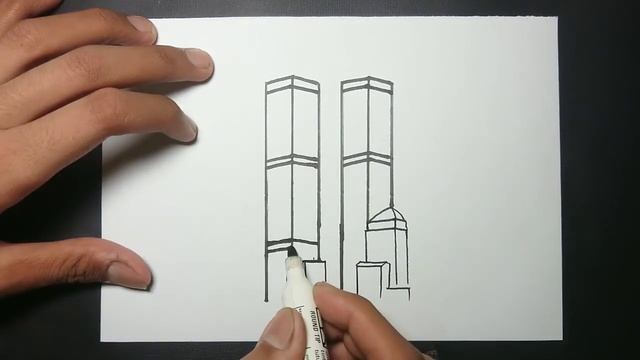 How to Draw The Twin Towers Easy Step by Step смотреть онлайн