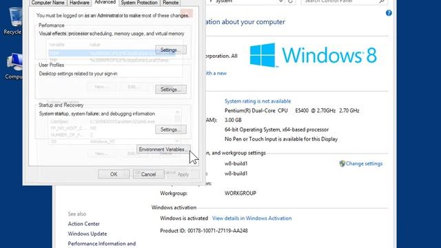 Windows 8.0 Professional - Add or Change the Values of Environment Variables смотреть онлайн