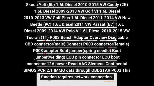 Read VAG Simos PCR2.1 CS, PIN and MAC with OBDSTAR P003 Adapter смотреть онлайн