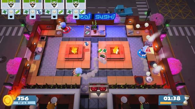 Overcooked 2, 1-4, 4 stars, 3 player coop смотреть онлайн