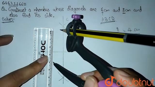 Construct a rhombus whose diagonals are 6 cm and 8 cm and also find its side. | CLASS 8 | PRACTI... смотреть онлайн