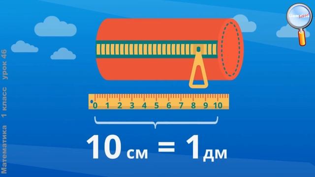 Математика 1 класс (Урок№46 - Дециметр. Соотношение между дециметром и сантиметром.)