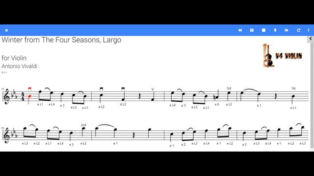 Winter Vivaldi Violin Sheet Music L V4 Violin 🎻