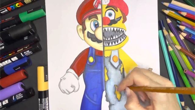 SUPER MARIO DRAWING || GOOD MARIO Vs BAD MARIO || Two Sides смотреть онлайн