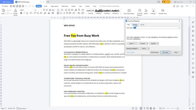 WPS Office How To Replace Word Tutorial смотреть онлайн