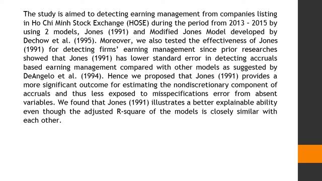 Detecting Earning Management of Companies Listing on HOSE AJSSMS 42 82 87 смотреть онлайн