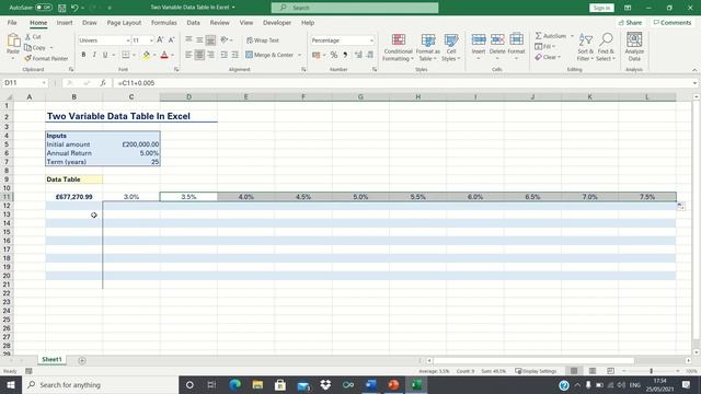 Set Up A Data Table For Sensitivity Analysis In Excel смотреть онлайн