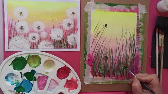 как нарисовать ОДУВАНЧИКИ.how to draw a dandelion. смотреть онлайн