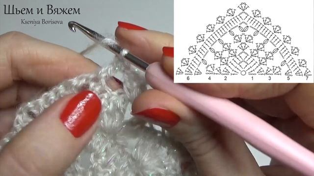 Бактус/Шаль/Платок крючком. Мастер-Класс + Схема. Crochet Baktus/Shawl/Scarf. Tutorial + Chart. смотреть онлайн