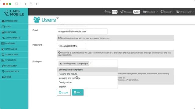 Configure different users or accesses to your account | LabsMobile смотреть онлайн