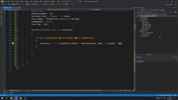 How to make a simple T Rex endless runner game in windows form and c#
