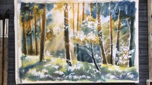 Уроки рисования. Как рисовать пейзаж акварелью. "Солнечный день".