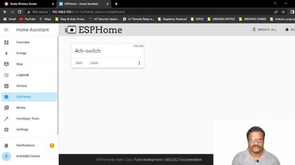 Home Assistant - ESP Home -  NodeMCU with 4 Channel relay integration