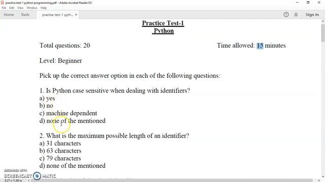 Python Programming 18 Practice Test 1 смотреть онлайн