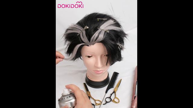 [Tutorial] DokiDoki Game Genshin Impact Cosplay Fontaine Wriothesley Wig Short Black Grey/ Earring смотреть онлайн