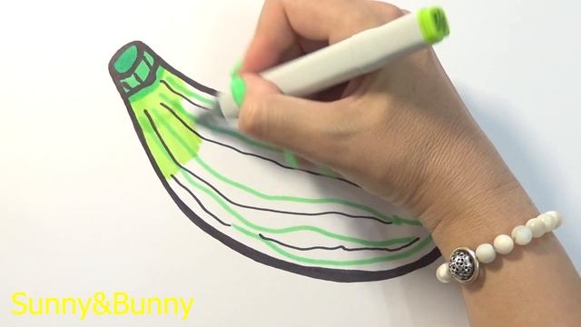Рисунок и раскраска Кабачок - Рисунки для детей | Sunny and Bunny Draws смотреть онлайн