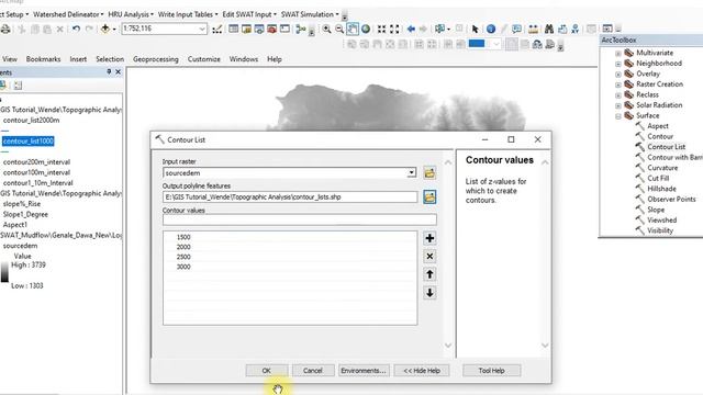 ArcGIS10 8 Contour List of Digital Elevation Model DEM Topographic Surface Analysis смотреть онлайн