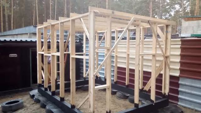 Баня каркасная на покрышках. смотреть онлайн