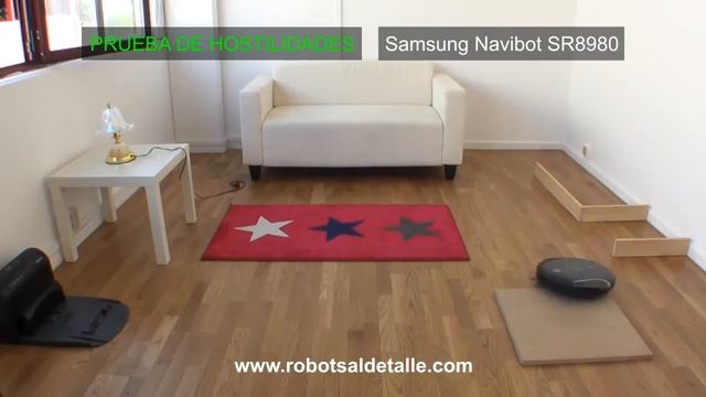 Тест робота Samsung Navibot SR 8980 на преодоление препятствий смотреть онлайн