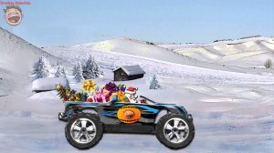 Детские машинки. Мультик - Пазл. Дед Мороз везет подарки. Новогодние Мультфильмы для детей