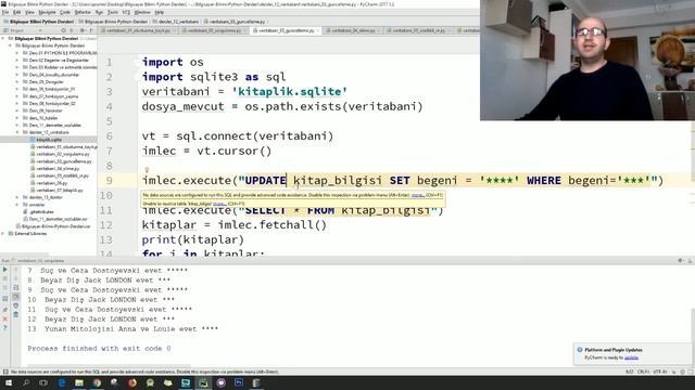 Python Veri Tabanı İşlemleri, Pythonda Sqlite3 Kullanımı 02 (Güncelleme, Silme, Nitelikli Tablo) смотреть онлайн