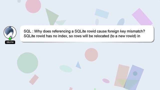SQL : Why does referencing a SQLite rowid cause foreign key mismatch? смотреть онлайн