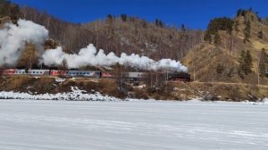 Туристический поезд "Байкальский экспресс" с паровозом Л-3438