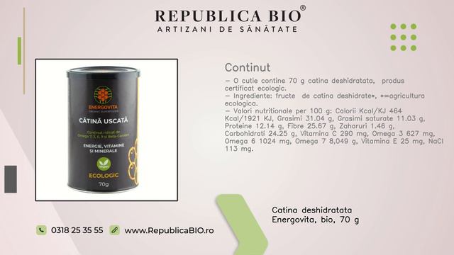 Catina deshidratata Energovita, bio, 70 g смотреть онлайн