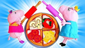 Свинка Пеппа и семейная пицца. Игры готовка с игрушками Свинка Пеппа на русском языке