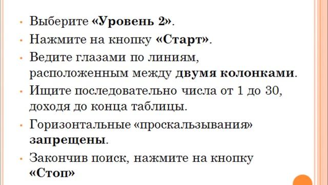 Таблицы Шульте - инструкция по использованию