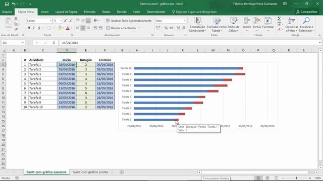 Dicas de Excel - Criando um gráfico de gantt para um cronograma no Excel sem utilizar Fórmulas смотреть онлайн